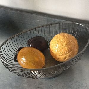 Sphere & crackle glass decor orb fruit metal stem floral